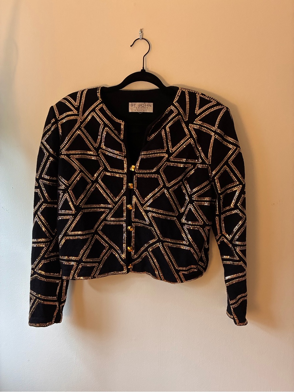 St. John Black Jacket with Gold Geometric detailing